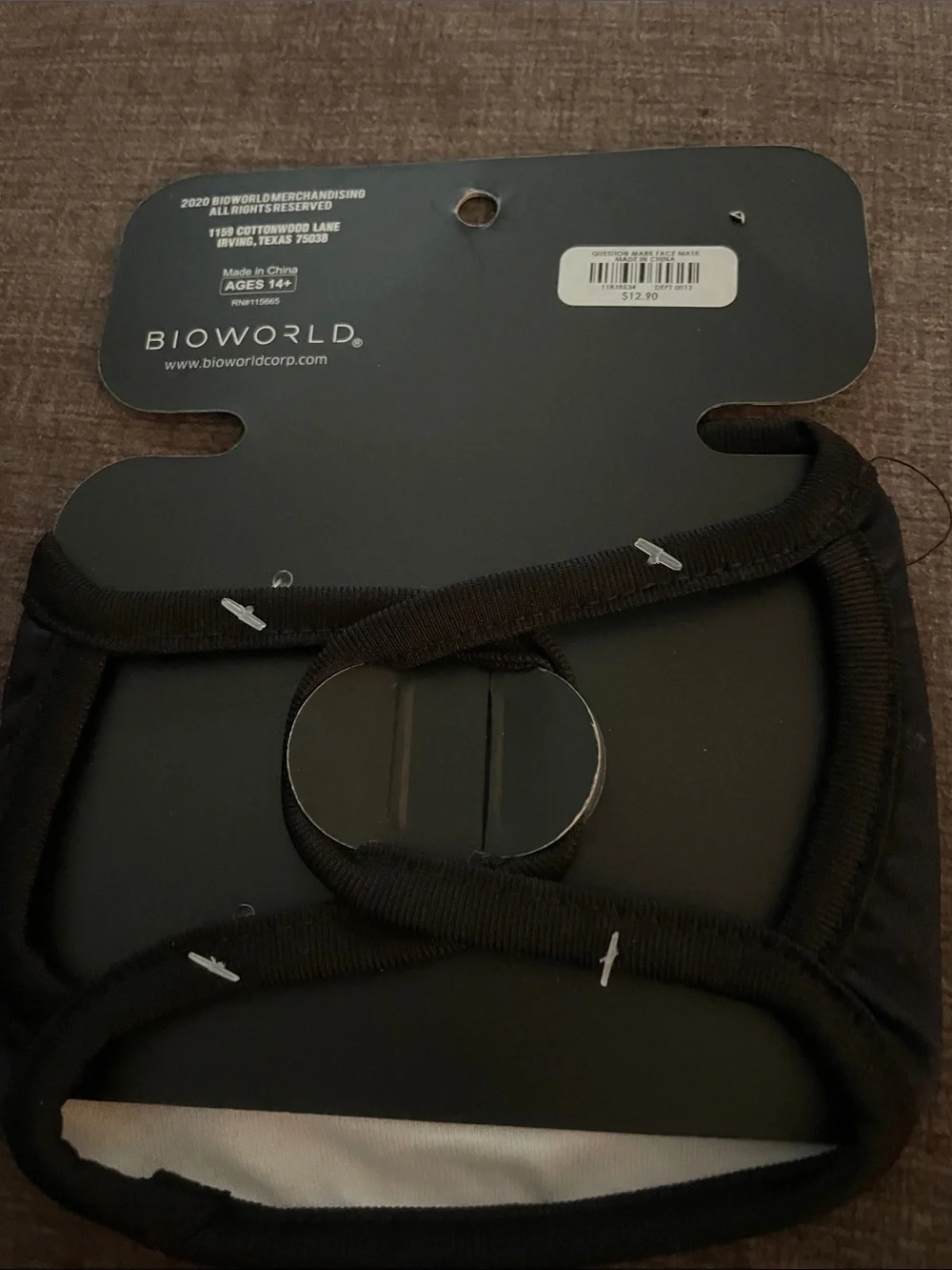 Bioworld Black Face Mask Holder Pouch with White Lining